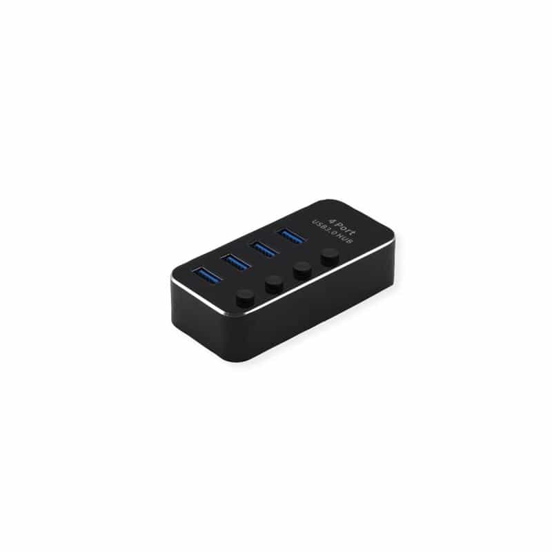ROLINE USB 3.2 Gen 1 Notebook Hub 4 Ports einzeln schaltbar schwarz