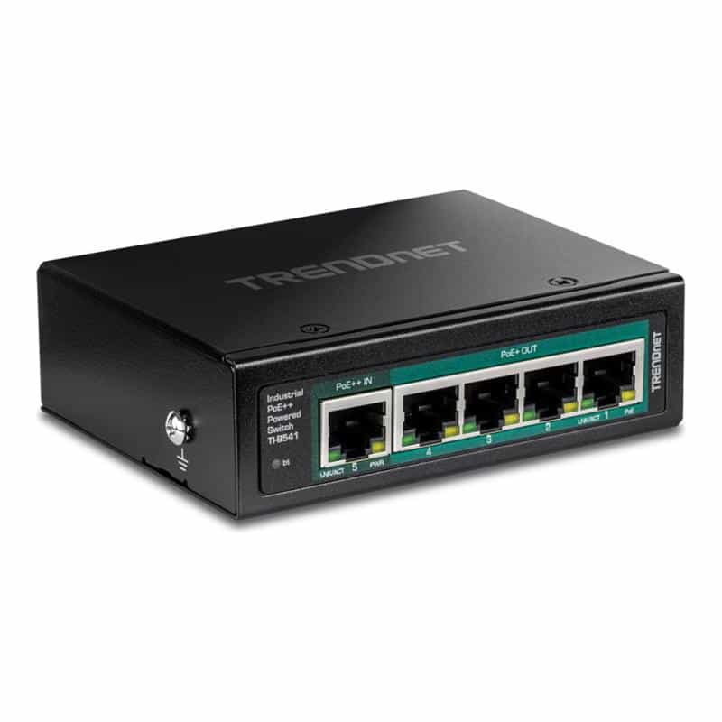 TRENDNET Switch 5-p. Industr. Gbit PoE Pass-Through Din-Rail