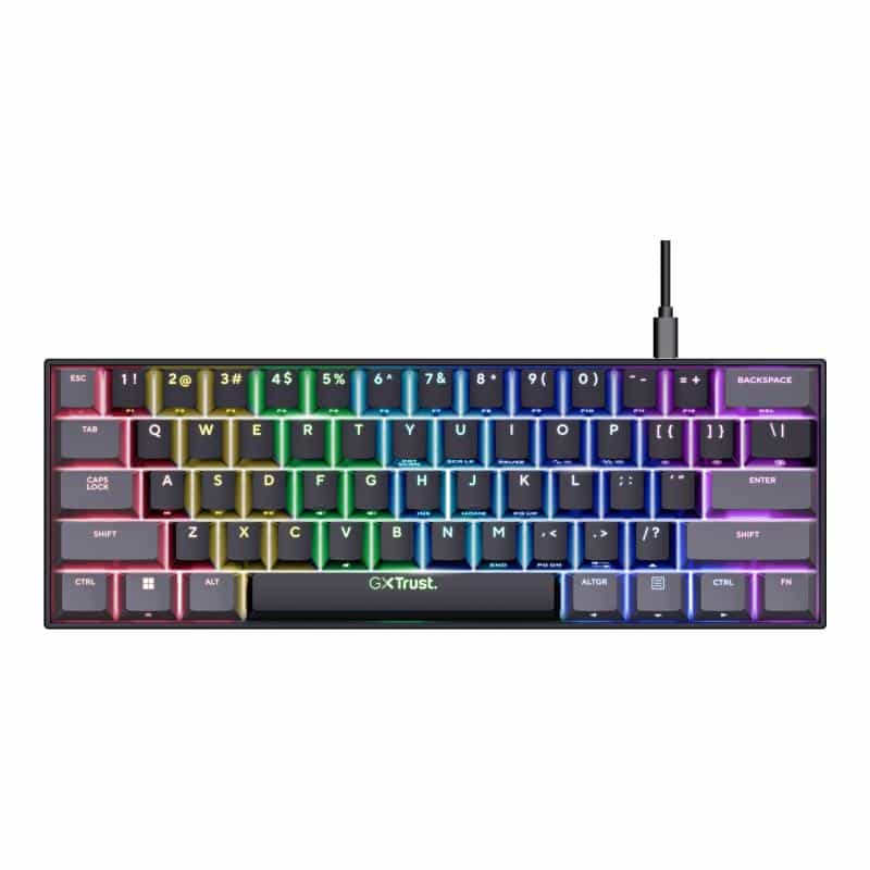 TRUST GXT867 ACIRA Mini Kabelgebunden Gaming-Tastatur Deutsch, QWERTZ Schwarz