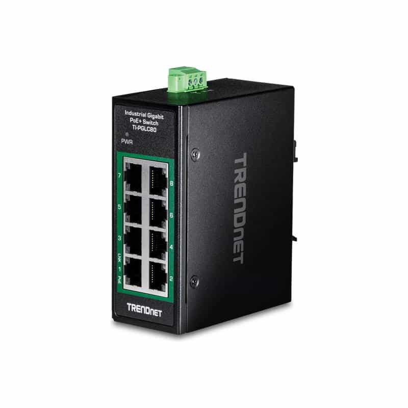 TRENDNET 8-Port Industrial Gigabit PoE+ DIN-Rail Mini Switch