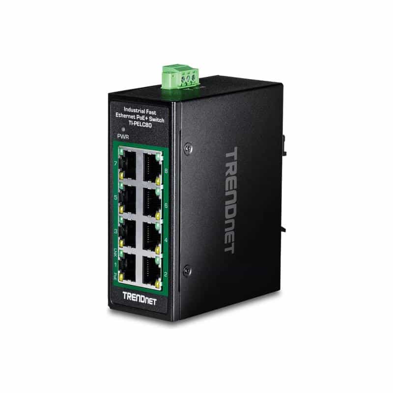 TRENDNET 8-Port Industrial Fast Ethern. PoE+ DIN-Rail Switch
