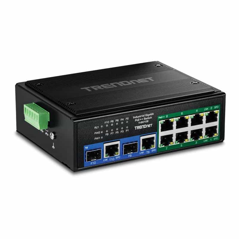 TRENDNET 10-Port Industrial Gigabit 400W PoE++ DIN-Rail Switch