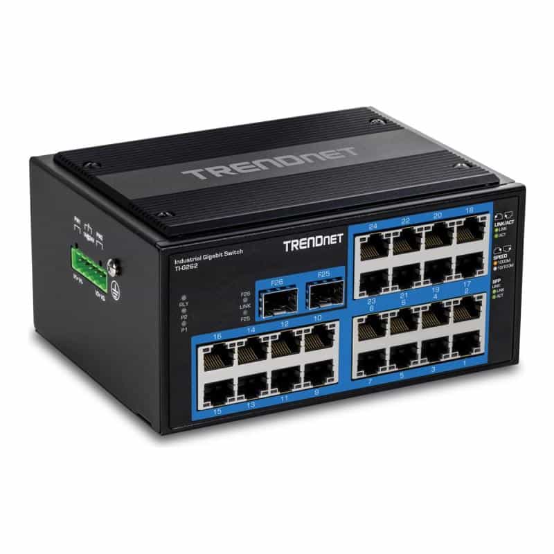 TRENDNET 26-Port Hardened Industrial Gigabit DIN-Rail Switch