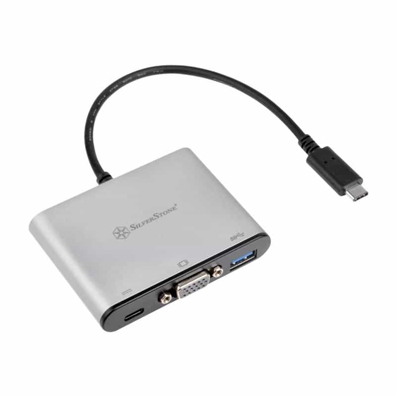 SILVERSTONE SST-EP06C - USB 3.1 Type-C to VGA/USB Type C/USB Type A Adapter Hub