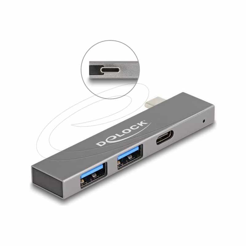 DELOCK 3 Port Slim USB Hub mit Type-C zu 1 x 5 Gbps+ 2 5 (64275)