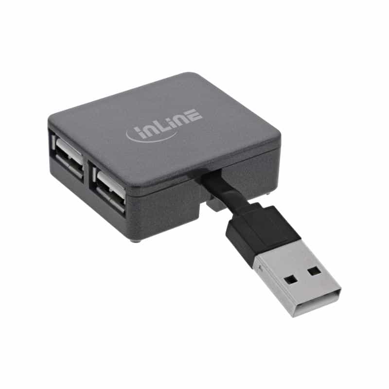INLINE USB 2.0 4-Port Hub - USB-A Stecker auf 4x USB-A Buchse - Kabel 4cm (33293L)