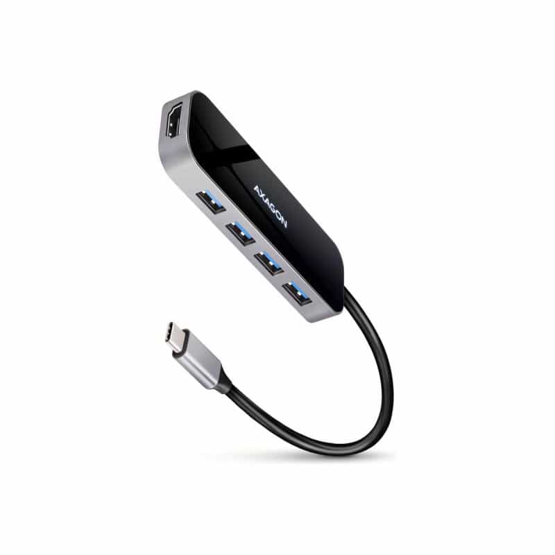 AXAGON HMC-6H4A USB-Hub, 4x USB-A + HDMI, USB-C 3.2 Gen 1, PD 100W - 20 cm USB-C-Kabel (HMC-6H4A)