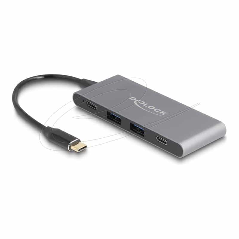 DELOCK 4 Port USB Type-C Hub mit 2 x Typ-A und 2 10 Gbps (64111)