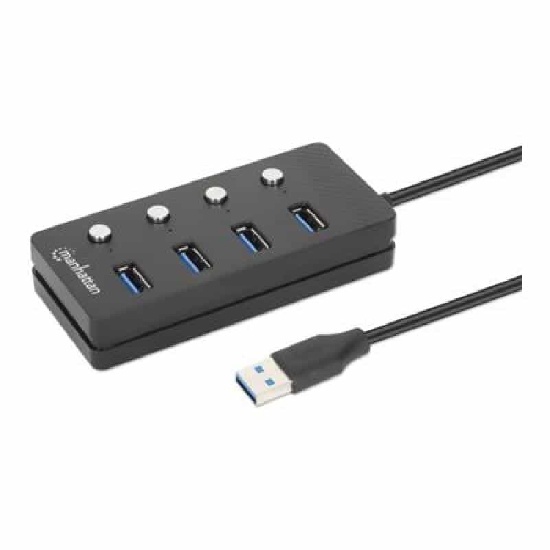 MANHATTAN 4-Port USB 3.0 Typ-A Hub USB-A-Stecker auf vier USB-A-Buchsen 5 Gbit/s SuperSpeed (180887)