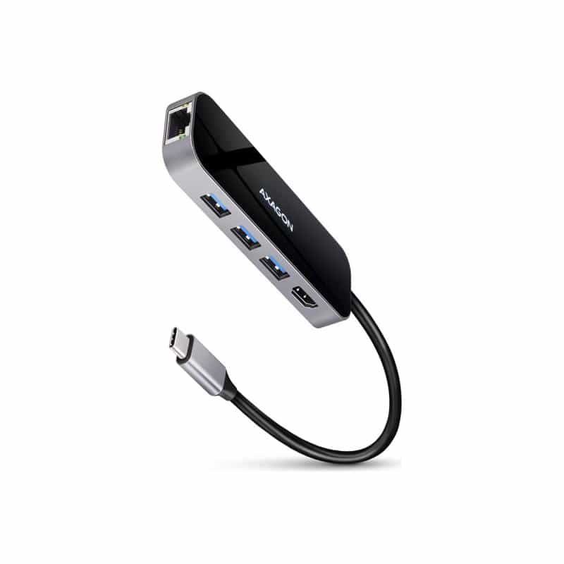 AXAGON HMC-6GL Schnittstellen-Hub USB 3.2 Gen 1 (3.1 Gen 1) Type-C 5000 Mbit/s Schwarz - Grau