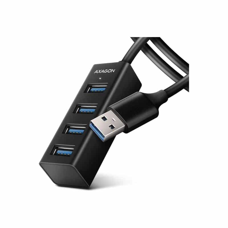 AXAGON HUE-M1AL Mini USB-A-Hub,4x USB-A 3.2 Gen 1, silber - 1,2m