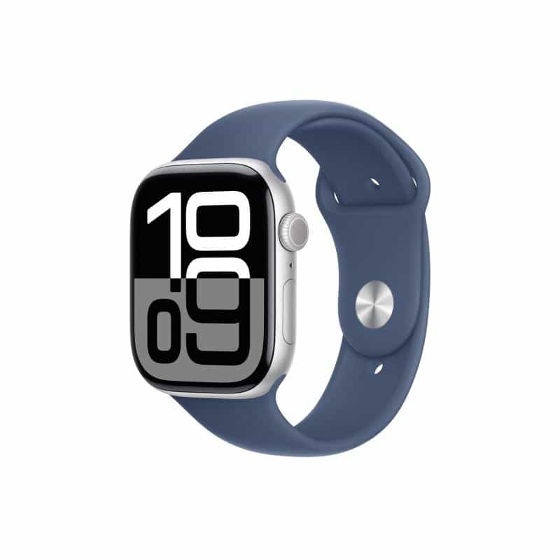APPLE Watch Series 10 GPS 46mm Silver Aluminium Case with Denim Sport Band - S/M