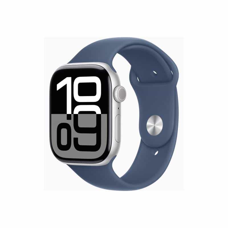 APPLE Watch Series 10 GPS + Cellular 46mm Silver Aluminium Case with Denim Sport Band - M/L