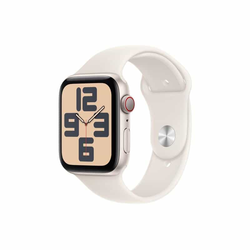APPLE Watch SE GPS + Cellular 44mm Starlight Aluminium Case with Starlight Sport Band - S/M