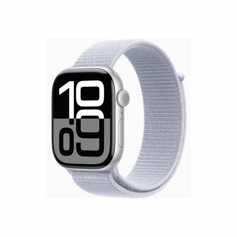 APPLE Watch Series 10 GPS + Cellular 46mm Silver Aluminium Case with Blue Cloud Sport Loop