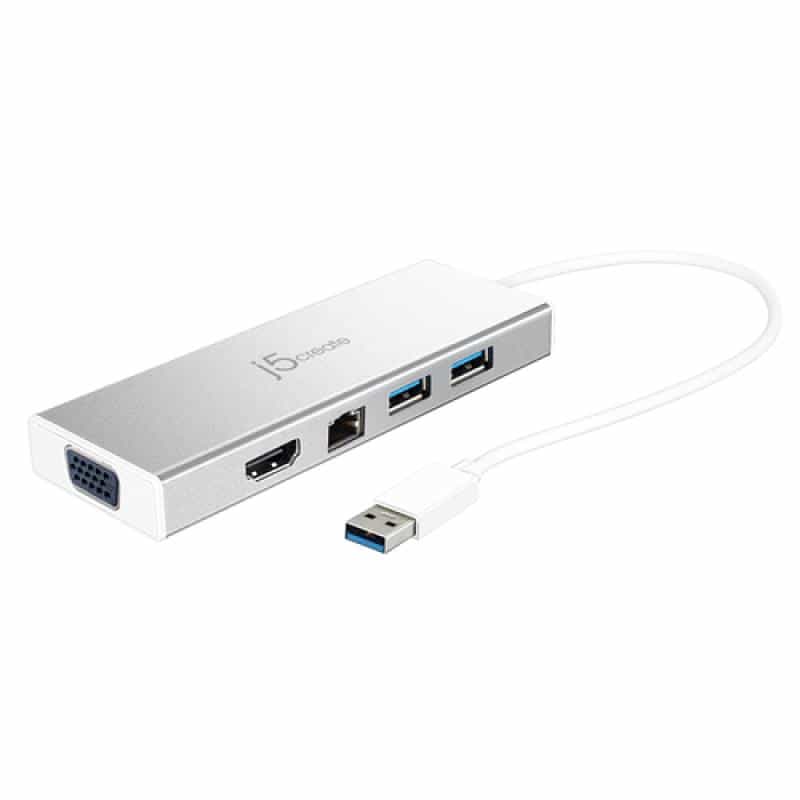 J5 CREATE USB3.0 Mini Dock 1x HDMI1xVGA2xUSB 3.11xMicro USB1xRJ45 Gigabit silver