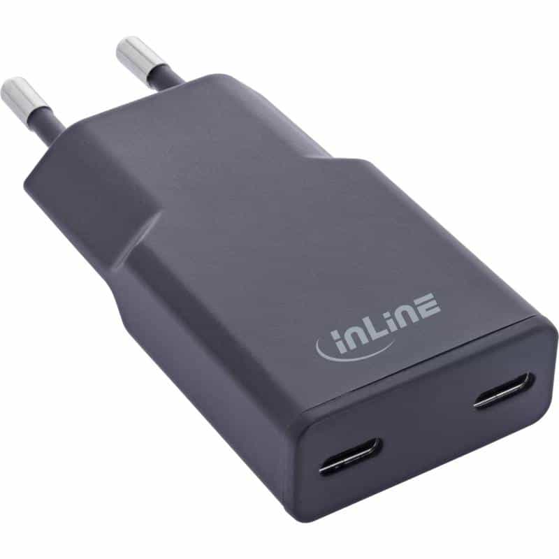 INLINE USB Netzteil Ladegerät Dual USB-C, PD, PPS, 30W, schwarz INLINE USB Netzteil Ladegerät Dual USB-C, PD, PPS, 30W, schwarz