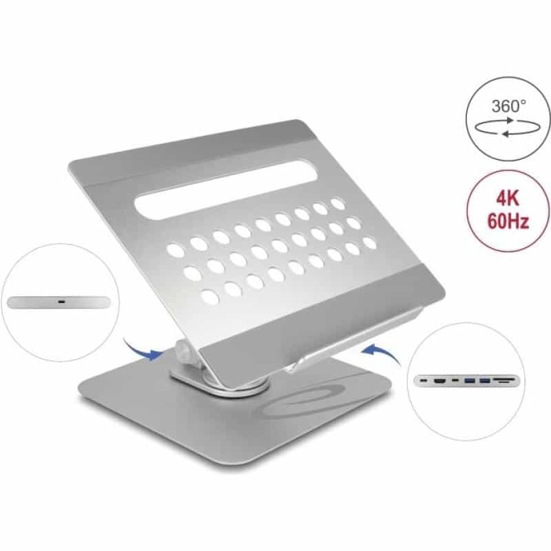 DELOCK Tablet/Notebook Ständer + eingebauter Dockingstation