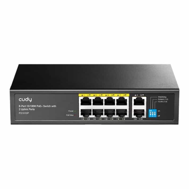 CUDY FS1010P 8-Port 10/100M PoE+ Switch 2 Uplink Ports 120W CUDY FS1010P 8-Port 10/100M PoE+ Switch 2 Uplink Ports 120W