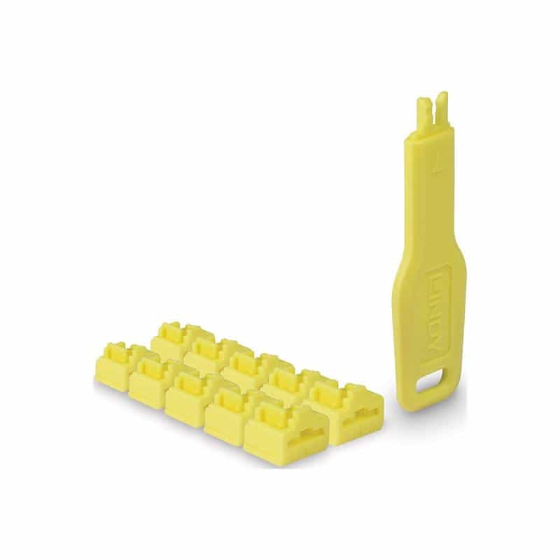 LINDY RJ45 Port Schlösser GELB, 10 Stck + 1 Schlüssel