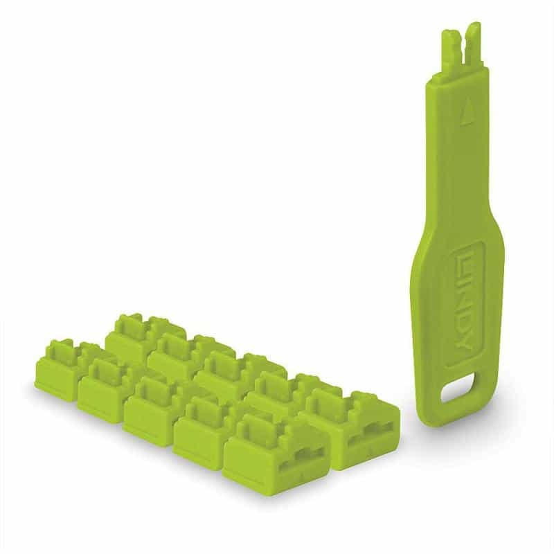 LINDY RJ45 Port Schlösser grün, 10 Stck + 1 Schlüssel