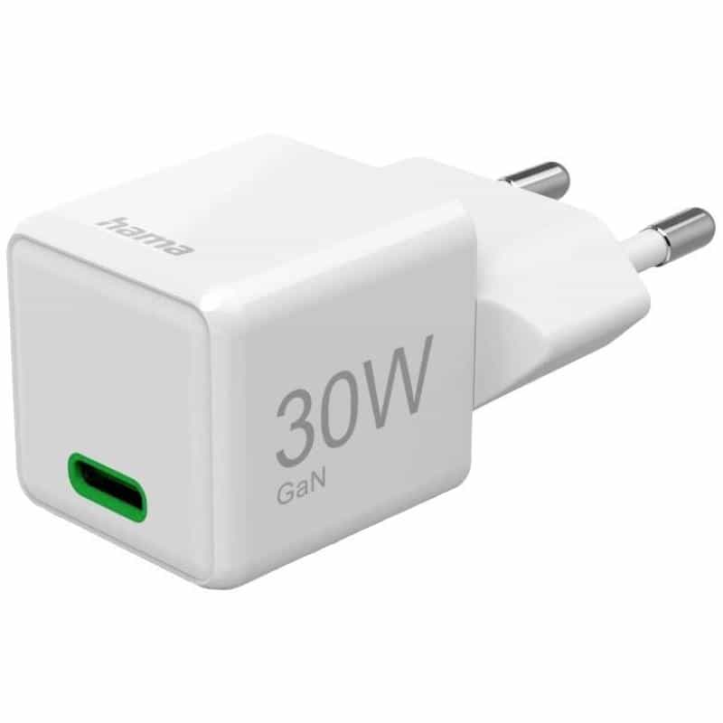 HAMA Schnellladegeraet USB-C PD/QC/GaN Super-Mini-Charger 30 W Weiß (00201982)