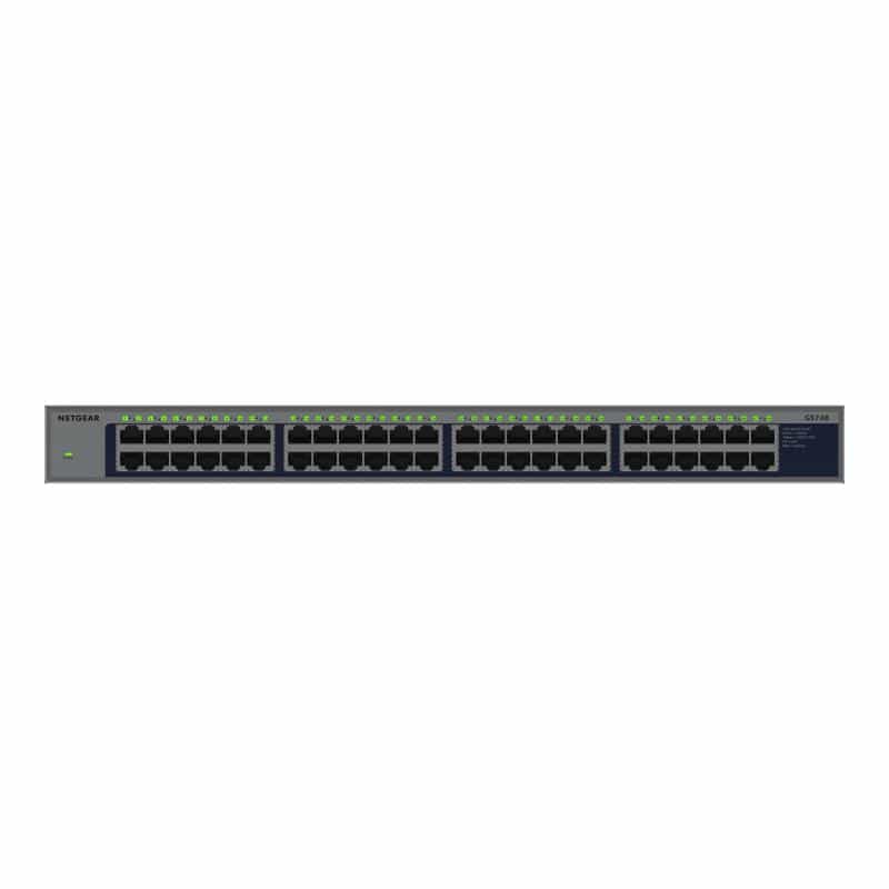 NETGEAR 48PT GIGE UNMANAGED RACKMOUNT SWITCH GS748