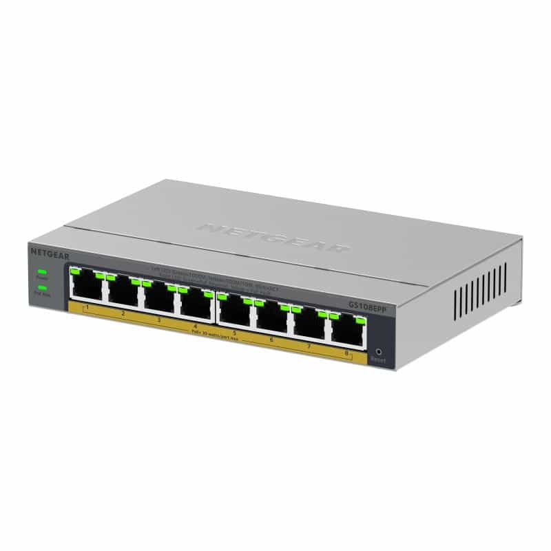 NETGEAR GS108EPP 8-Port-Gigabit-Ethernet-Hochleistungs-PoE + Smart Managed Plus-Switch, PoE Budget 1