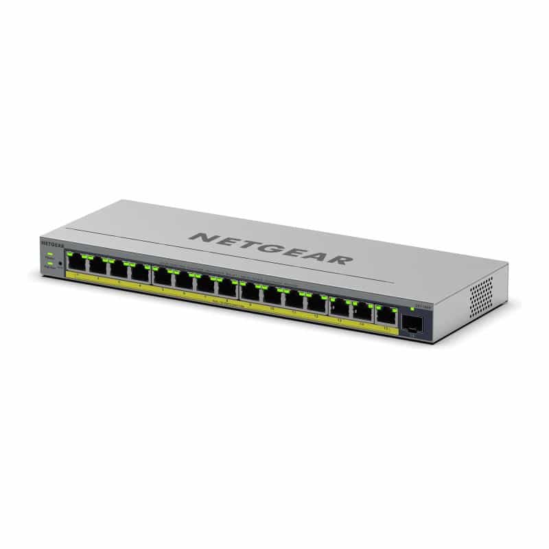 NETGEAR GS116EP 16-Port PoE+ Gigabit Ethernet Plus Switch mit PoE+ (180W) und 1 SFP Port