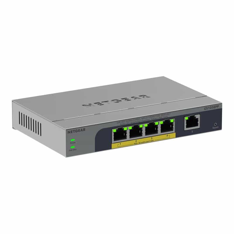 NETGEAR GS105EPP 8-Port Gigabit Ethernet Hochleistungs PoE + Plus Switch, PoE Budget 120 W, lüfterlo