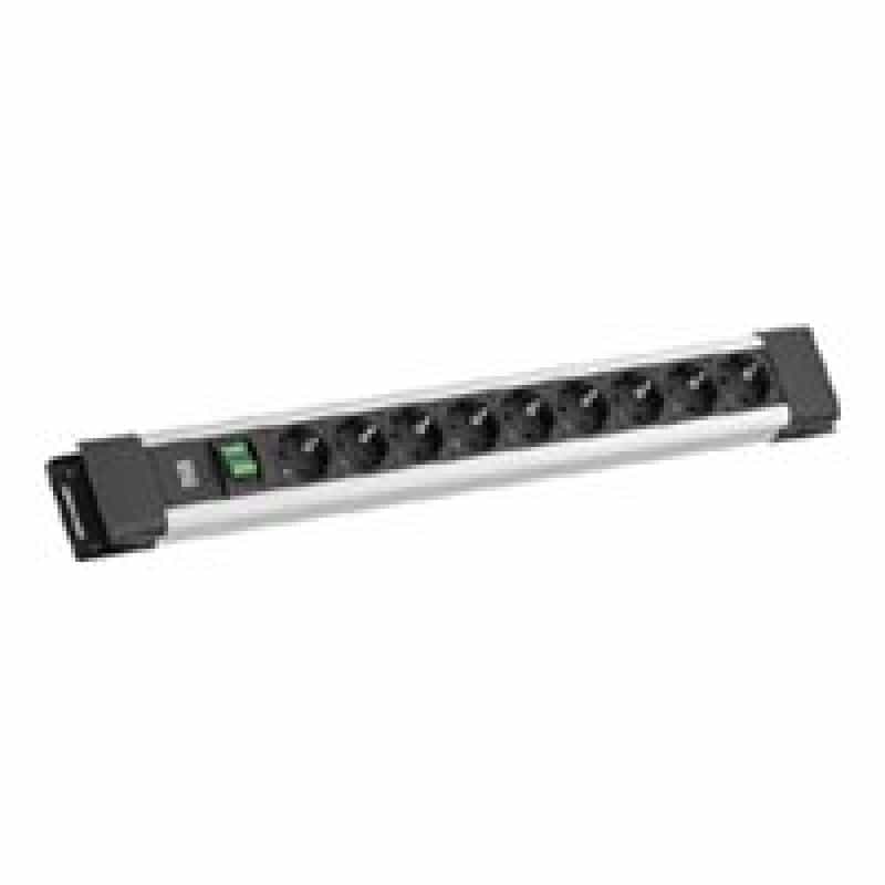 BACHMANN Steckdosenleiste "Connectus", 9-fach, mit Schalter, Anschlussleitung 2,0 m, schwarz / silbe