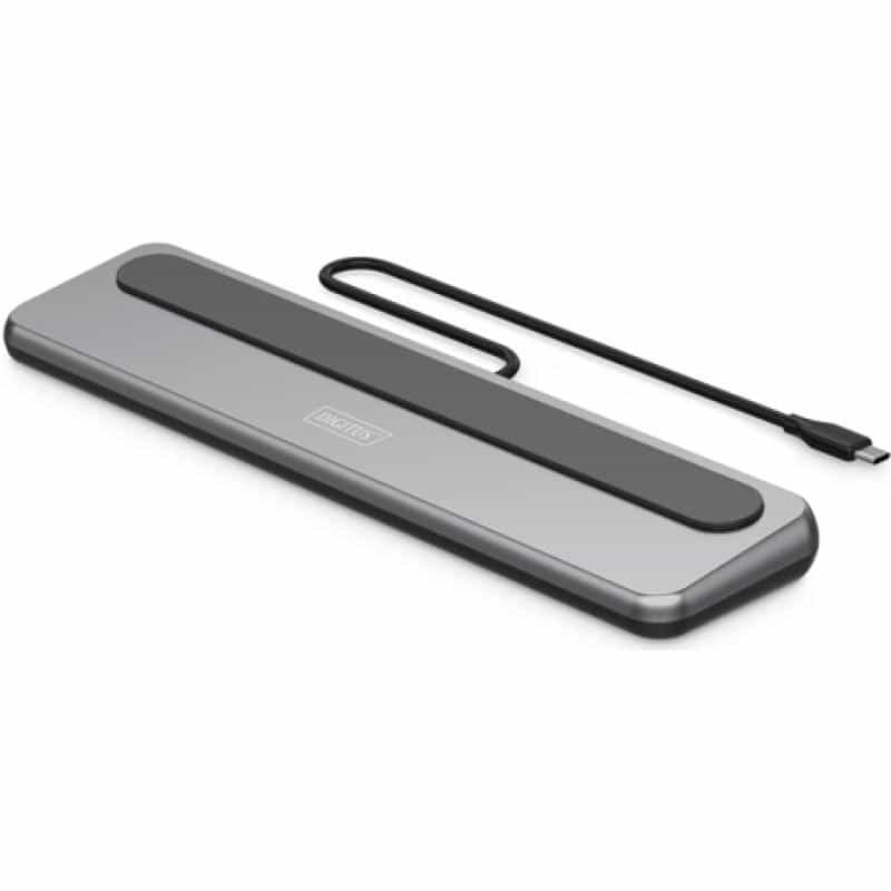 DIGITUS Docking USB-C->HDMI,DP,USBA,USBC,RJ45,PD silber