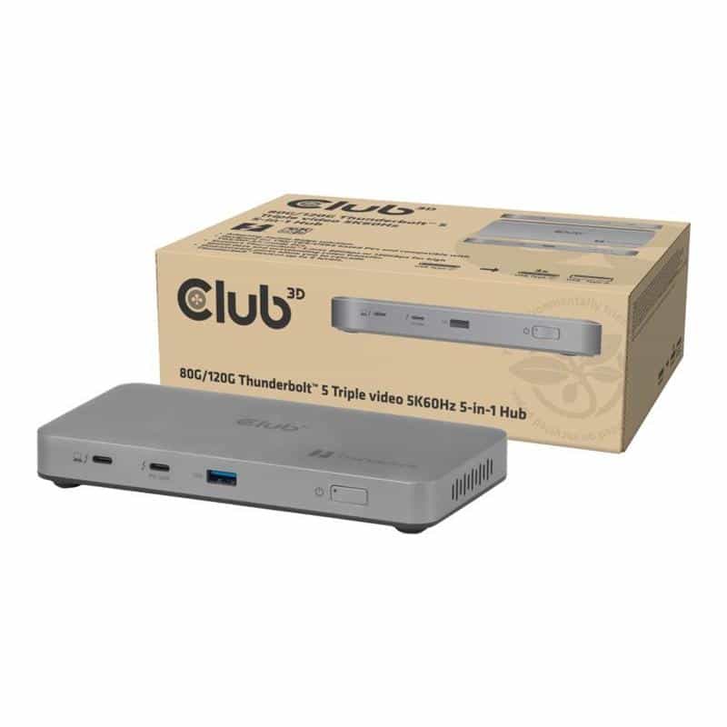 CLUB3D Thunderbolt5  5-in-1 HUB > 3xThunderbolt/1xUSB  Bu/BU