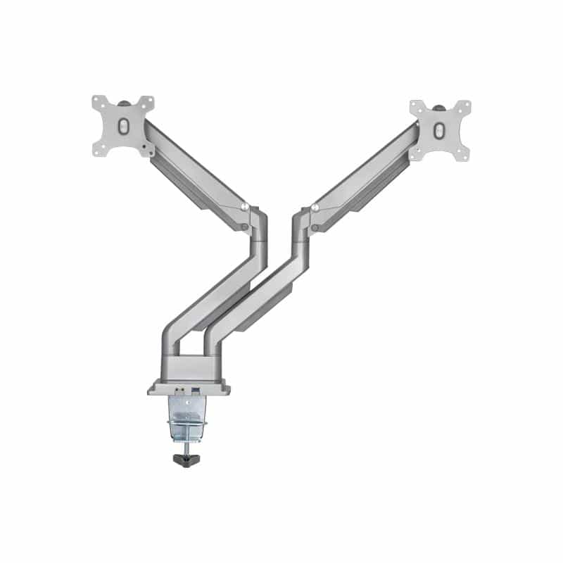 INLINE Tischhalterung mit Lifter & USB/Audio, 2 Monitore bis 81cm (32"),silber