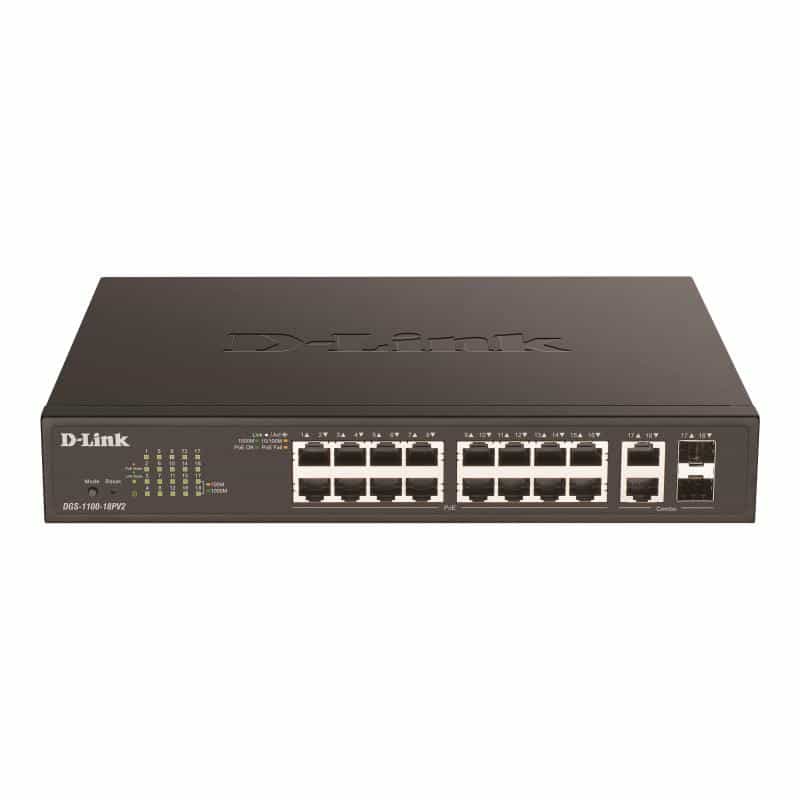 D-LINK Switch 16G 2SFP PoE+ 130W
