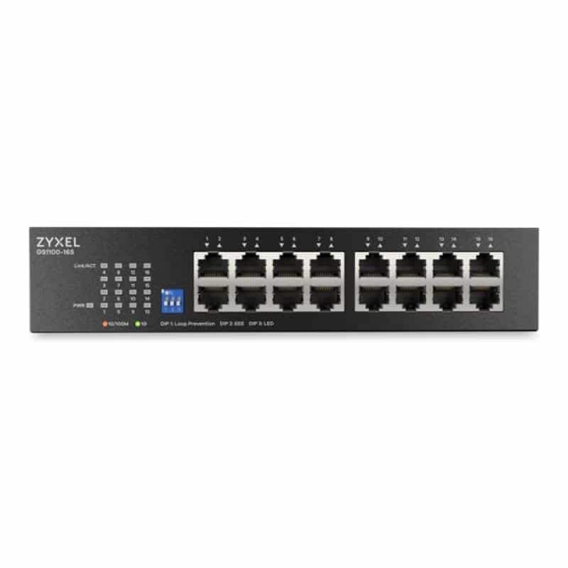 ZYXEL GS1100-16S m. DIP Selektor 16-Port 1Gbps Switch