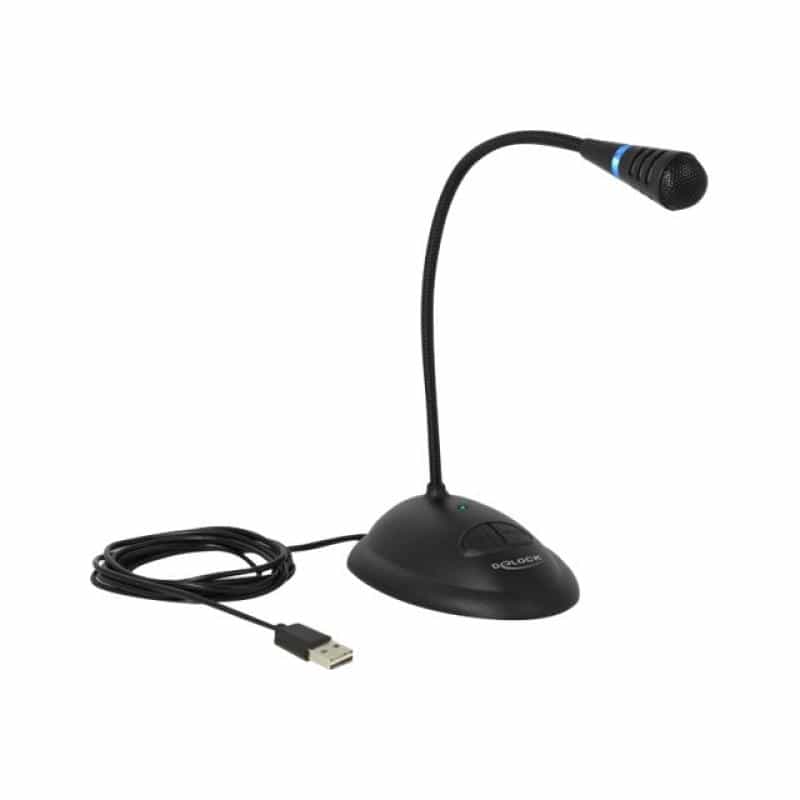 DELOCK USB-Mikrofon mit Standfuß & Mute/On&Off-Taste 1.7m