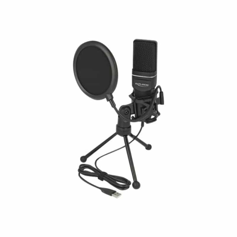 DELOCK Prof. USB Kondens. Mikrofon Set | für Podcasting, Gaming und Gesang