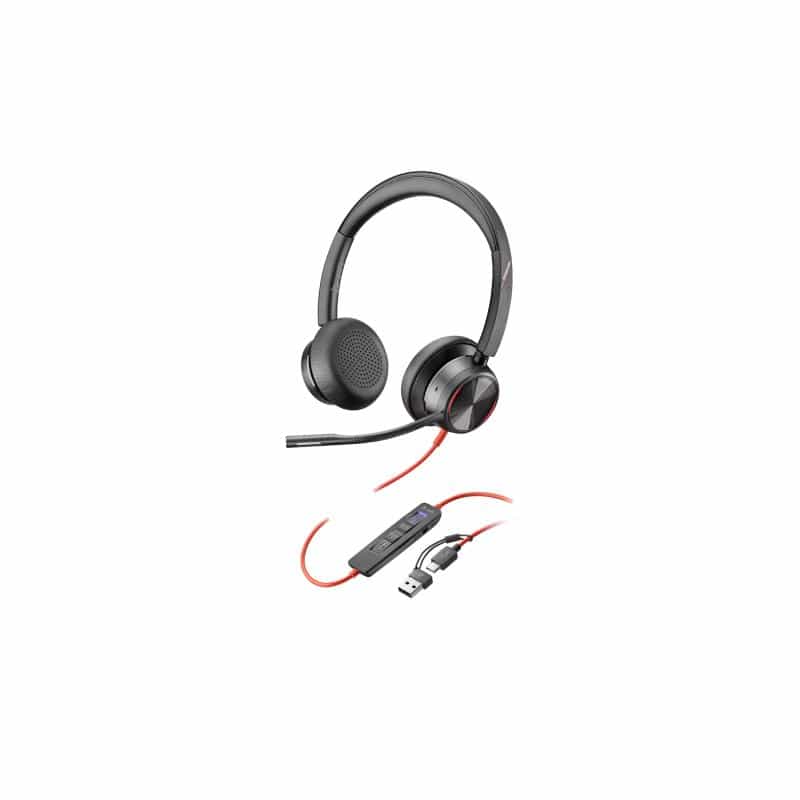 HP Poly Blackwire 8225 Stereo Microsoft Teams Certified USB-C Headset +USB-C/A Adapter