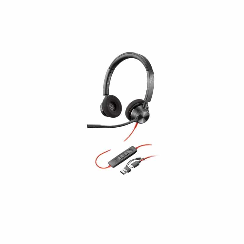 HP Poly Blackwire 3320 Stereo USB-C Headset +USB-C/A Adapter