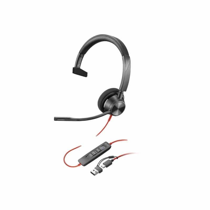 HP Poly Blackwire 3310 Monaural Microsoft Teams Certified USB-C Headset
