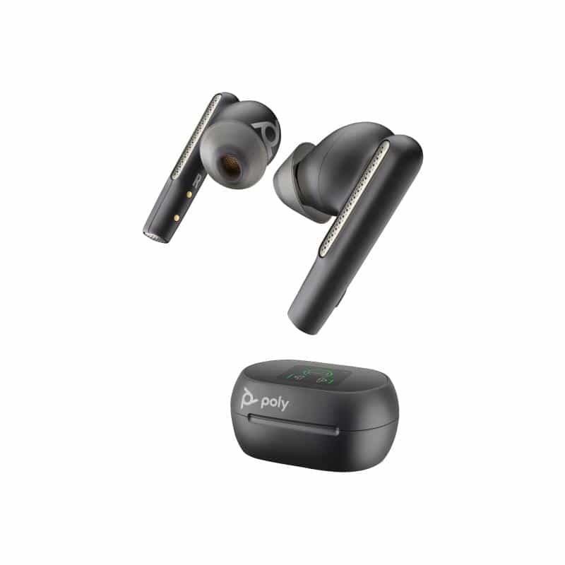 HP Poly Voyager Free 60+ UC Carbon Black Earbuds +BT700 USB-C Adapter +Touchscreen Charge Case