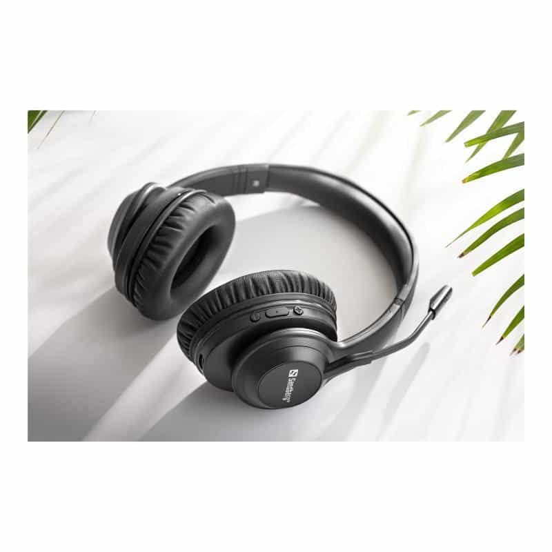 SANDBERG Bluetooth Headset ANC+ENC Pro Kopfhörer Kabellos Kopfband Musik/Alltag Schwarz (126-45)