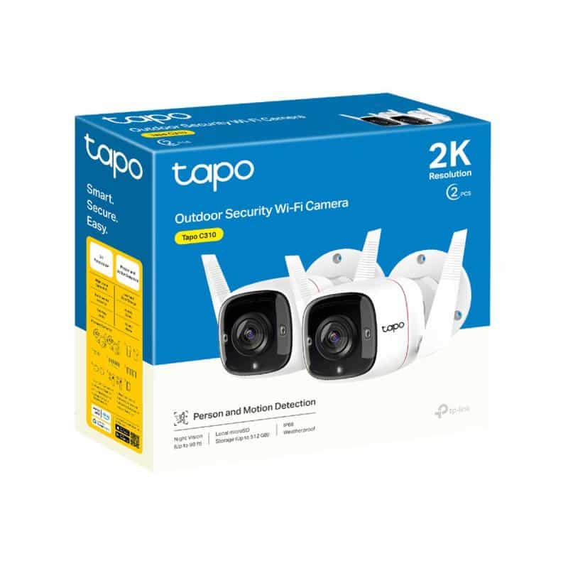 TP-LINK Tapo C310P2 WLAN Überwachungskamera Set 2K (2304x1296), 3MP, IP66 Wetterschutz, 30m
