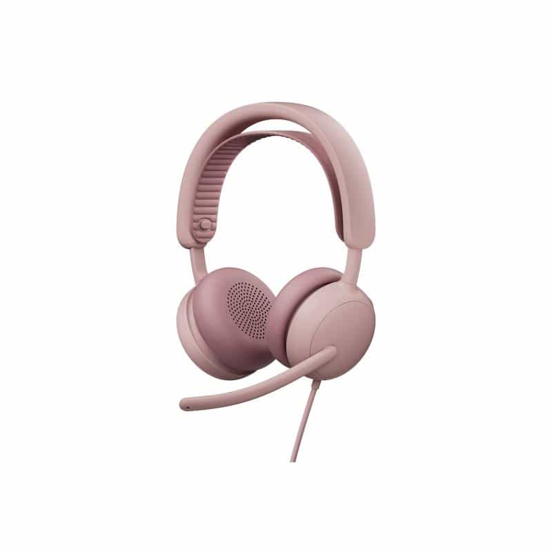 LOGITECH Zone Wired 2 for Business Rosé, Kabelgebundenes USB-Headset mit adaptiver Hybrid-ANC