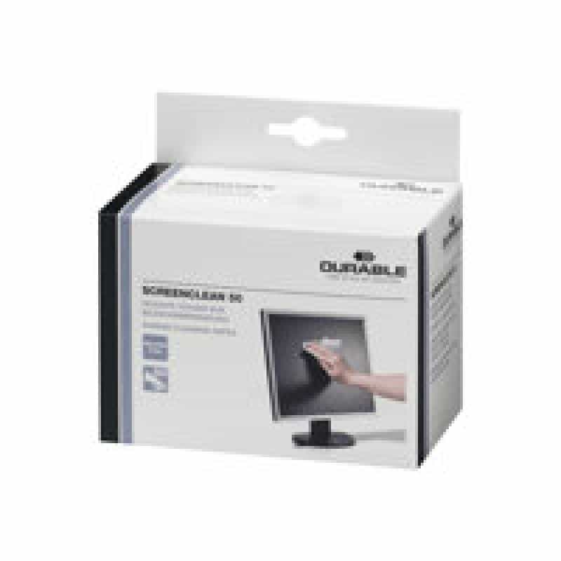 DURABLE Bildschirm-Reinigungstücher SCREENCLEAN 50 zur Reinigung von Notebooks, CRT-und TFT-Monitore
