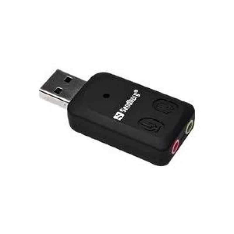 SANDBERG USB to Sound Link Externe USB-Soundkarte mit Anschlüssen für Lautsprecher und Mikrofon