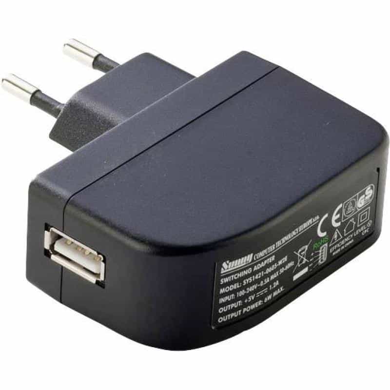 DEHNER ELEKTRONIK SYS 1638-0605-W2E (Europe USB inlet) Steckernetzteil, Festspannung 5 V/DC 1.2