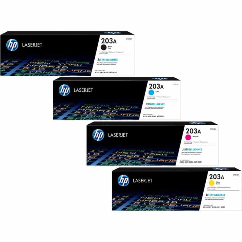 HP Original 203A Toner 5er Set - cyan, magenta, gelb, 2 x schwarz (CF540A+CF541A+CF543A+CF542A) (OP2