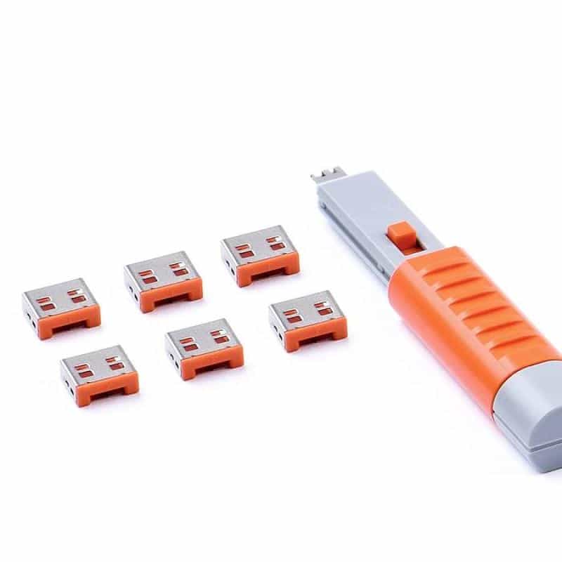 SMARTKEEPER Basic ″USB-A Port″ Blocker 6 Stk.+Key orange